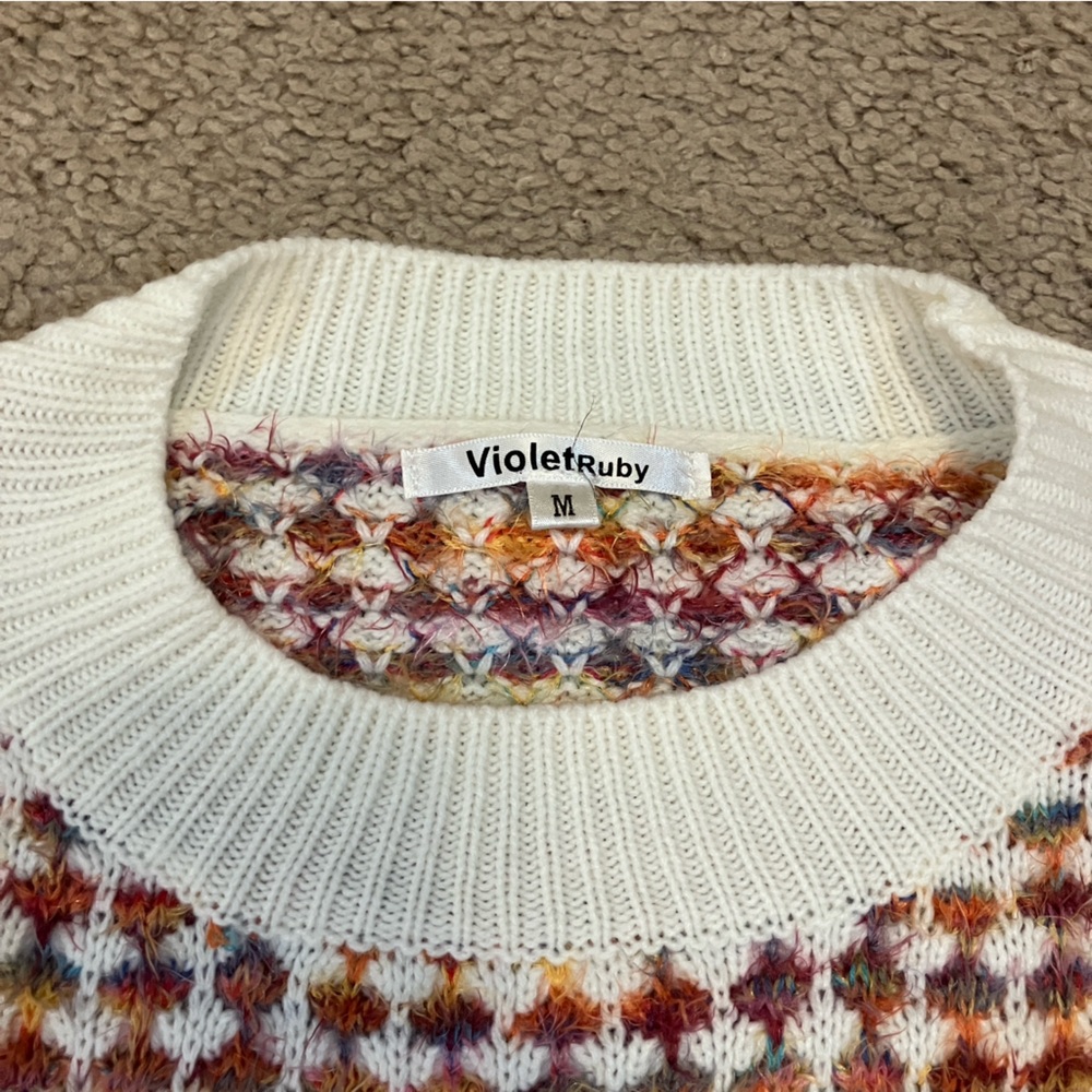 Multicolor Patterned Crew Neck Sweater - image 2